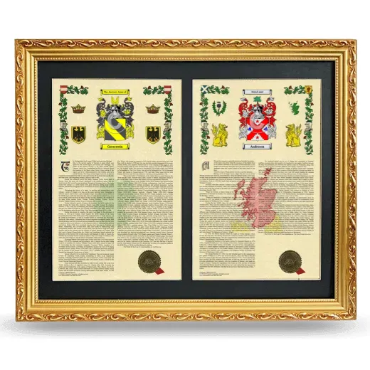 Double Armorial History Framed - Gold