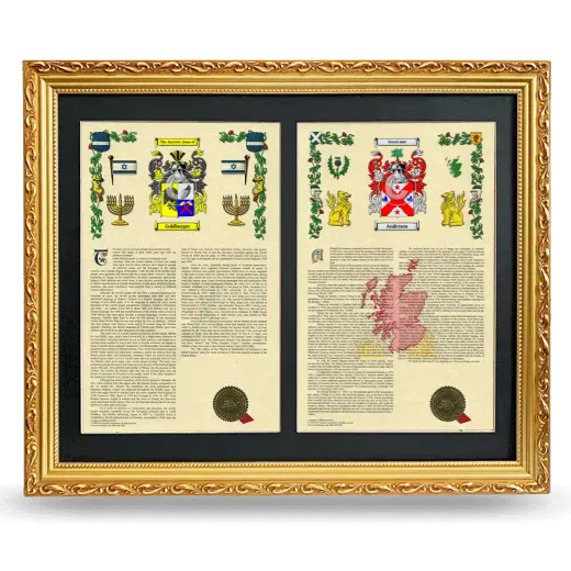 Double Armorial History Framed - Gold