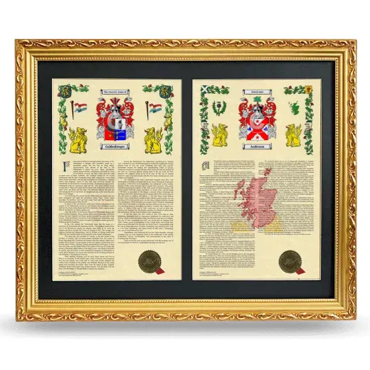 Double Armorial History Framed - Gold