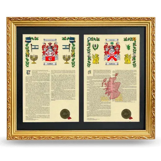 Double Armorial History Framed - Gold