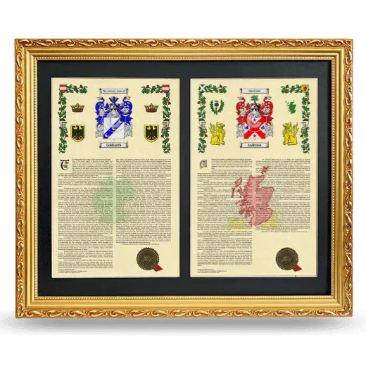 Double Armorial History Framed - Gold