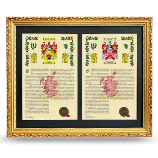 Double Armorial History Framed - Gold