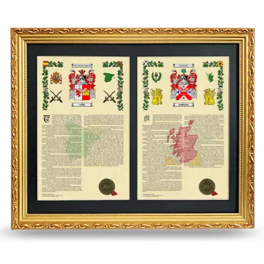 Double Armorial History Framed - Gold