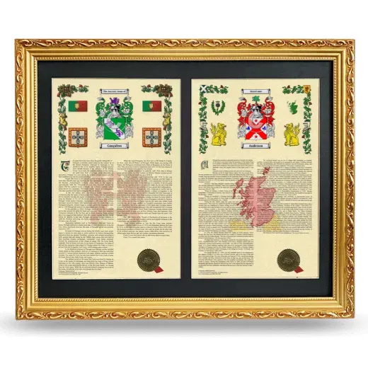 Double Armorial History Framed - Gold