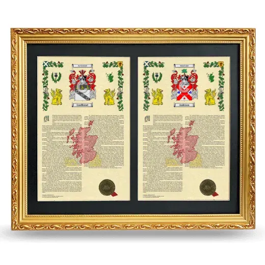 Double Armorial History Framed - Gold
