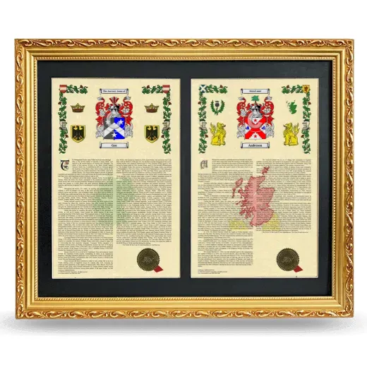 Double Armorial History Framed - Gold