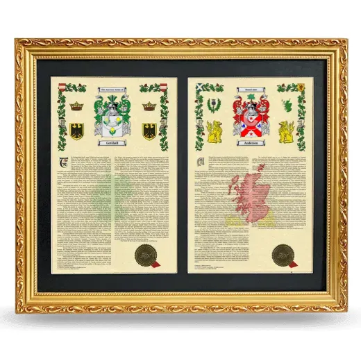 Double Armorial History Framed - Gold