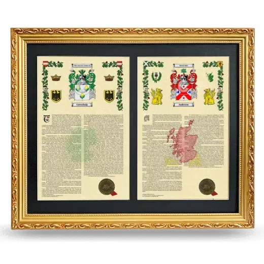 Double Armorial History Framed - Gold