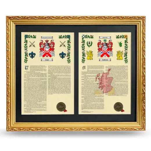 Double Armorial History Framed - Gold
