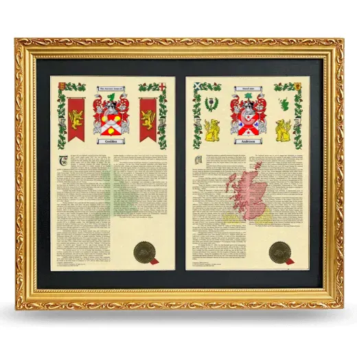 Double Armorial History Framed - Gold
