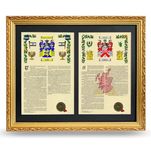Double Armorial History Framed - Gold