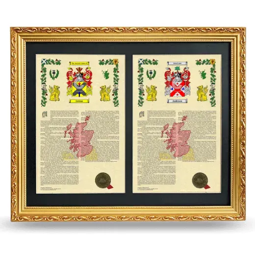 Double Armorial History Framed - Gold