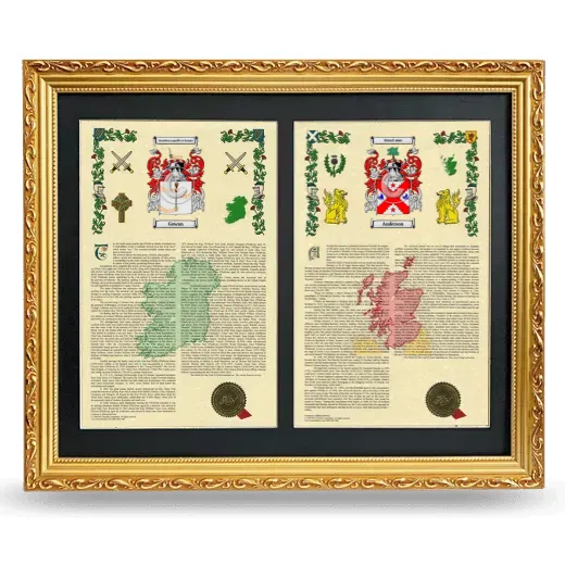 Double Armorial History Framed - Gold