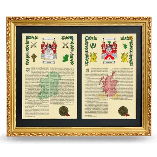 Double Armorial History Framed - Gold