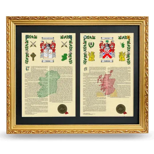 Double Armorial History Framed - Gold