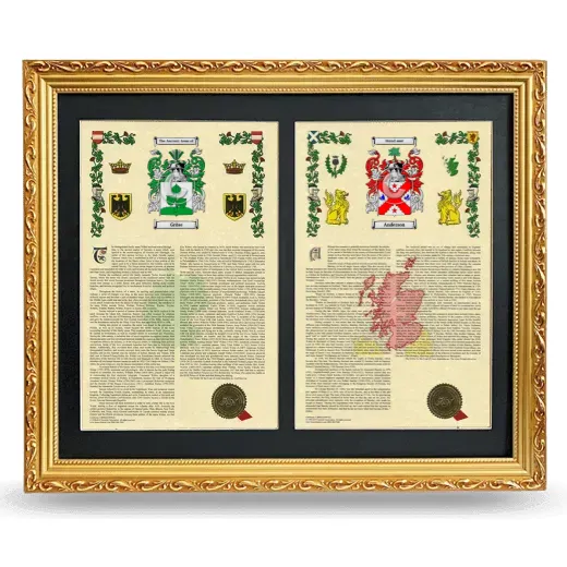 Double Armorial History Framed - Gold