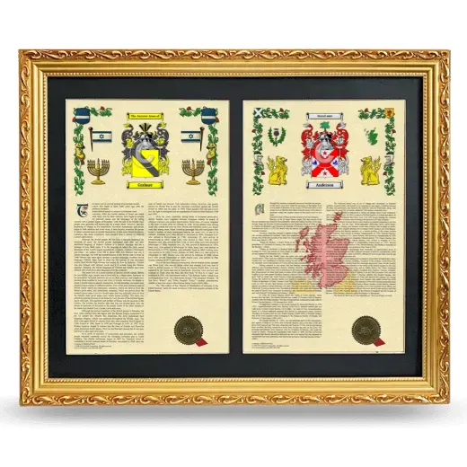 Double Armorial History Framed - Gold