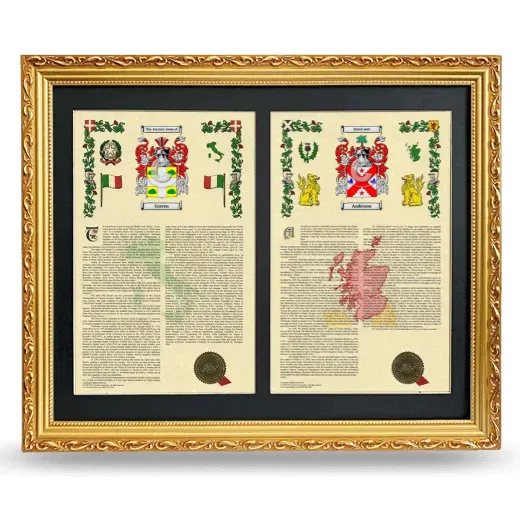 Double Armorial History Framed - Gold