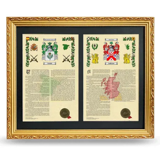 Double Armorial History Framed - Gold