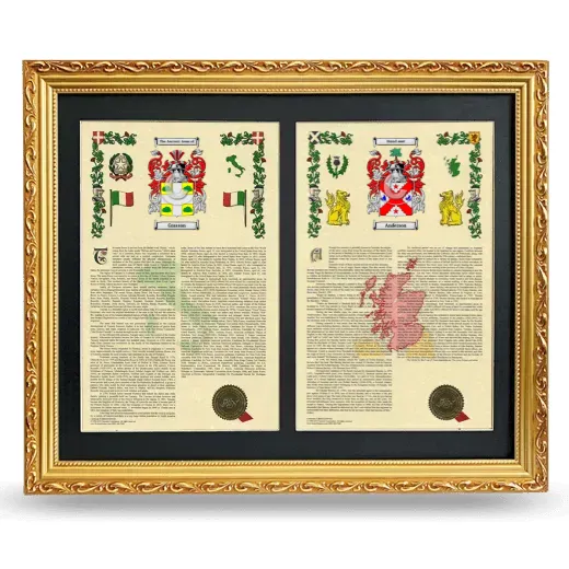 Double Armorial History Framed - Gold