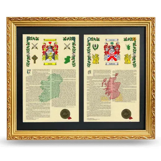 Double Armorial History Framed - Gold