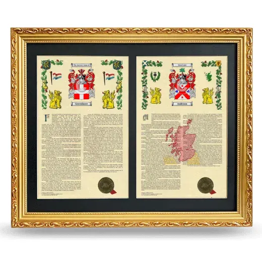 Double Armorial History Framed - Gold