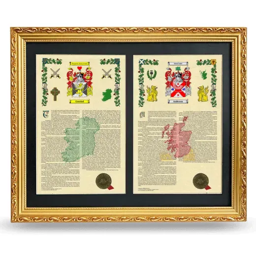 Double Armorial History Framed - Gold
