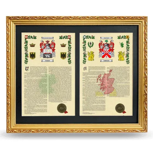 Double Armorial History Framed - Gold