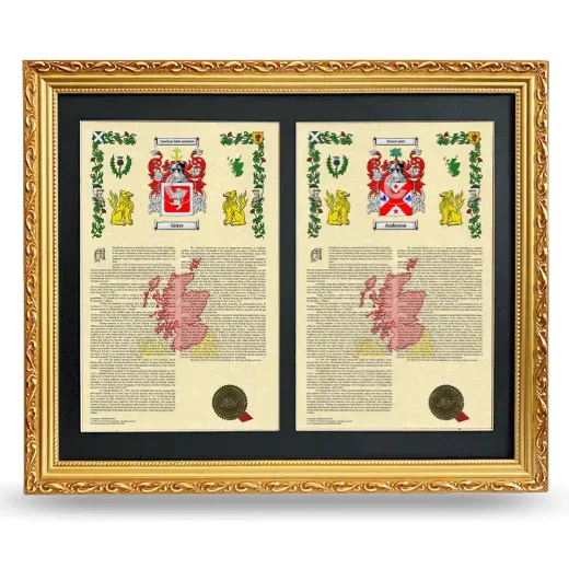 Double Armorial History Framed - Gold