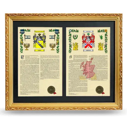Double Armorial History Framed - Gold