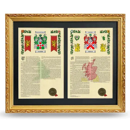 Double Armorial History Framed - Gold