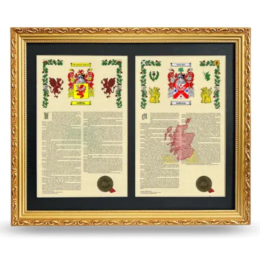Double Armorial History Framed - Gold