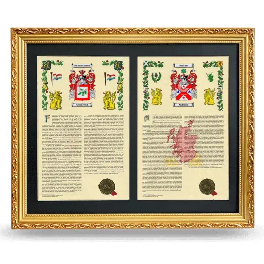 Double Armorial History Framed - Gold