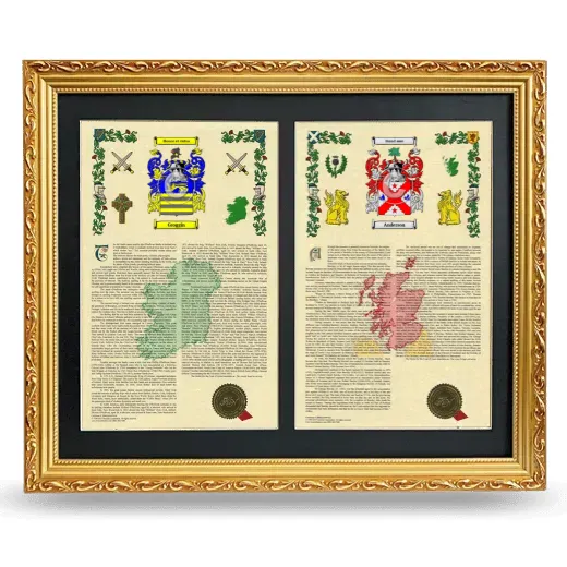 Double Armorial History Framed - Gold