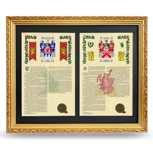 Double Armorial History Framed - Gold