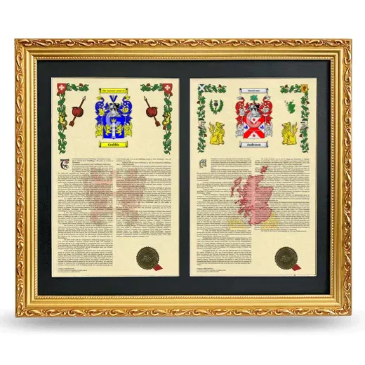 Double Armorial History Framed - Gold