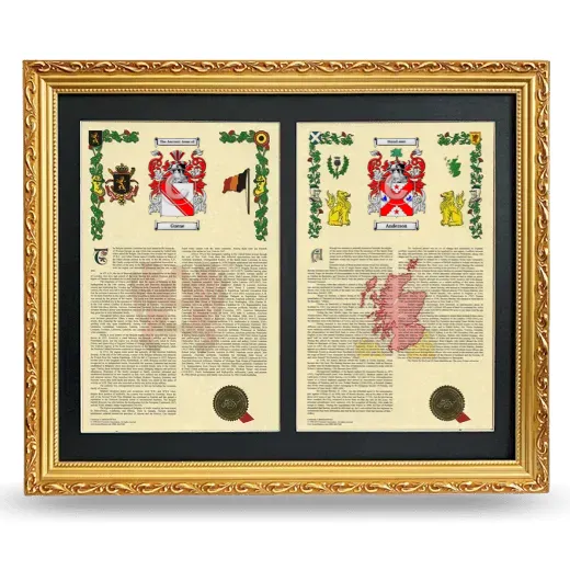 Double Armorial History Framed - Gold