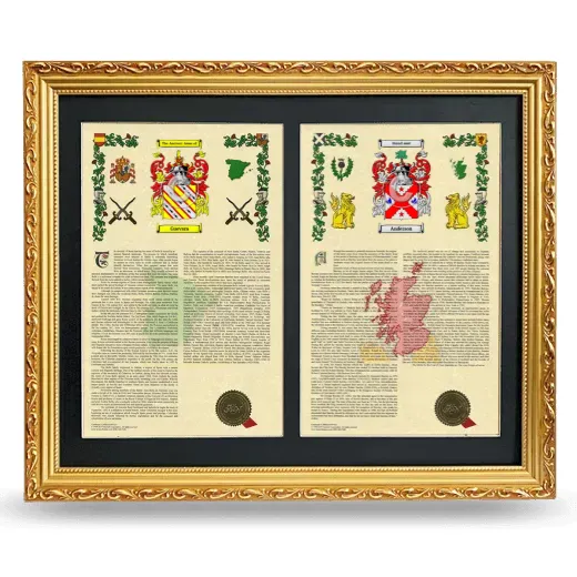 Double Armorial History Framed - Gold