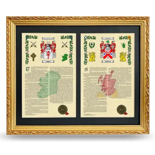 Double Armorial History Framed - Gold