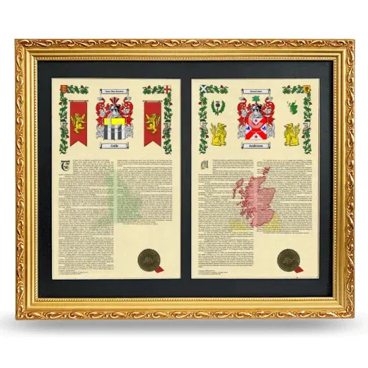 Double Armorial History Framed - Gold