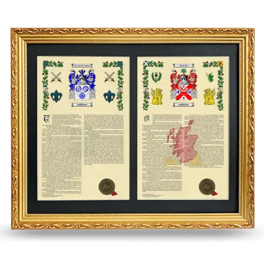 Double Armorial History Framed - Gold