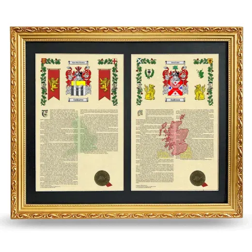Double Armorial History Framed - Gold
