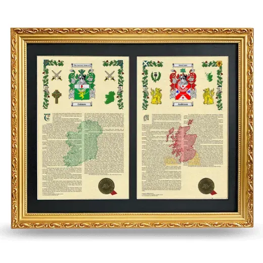 Double Armorial History Framed - Gold