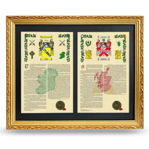 Double Armorial History Framed - Gold