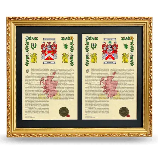 Double Armorial History Framed - Gold