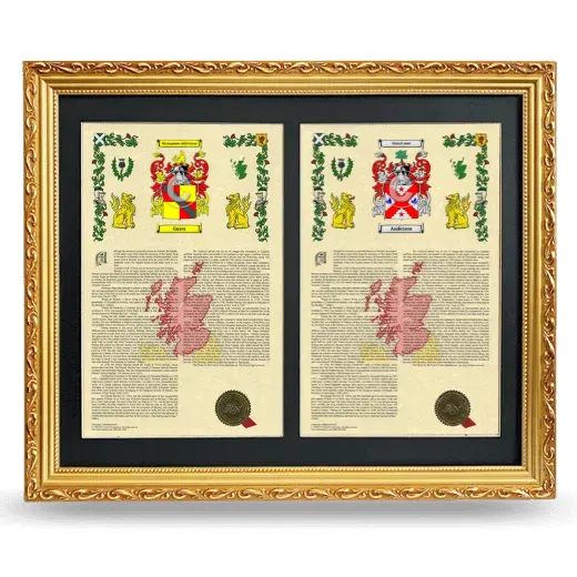 Double Armorial History Framed - Gold
