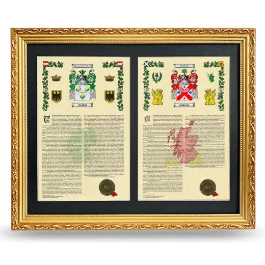 Double Armorial History Framed - Gold