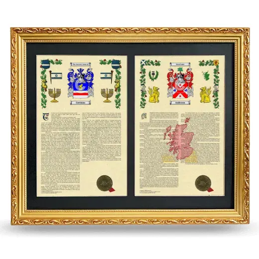 Double Armorial History Framed - Gold