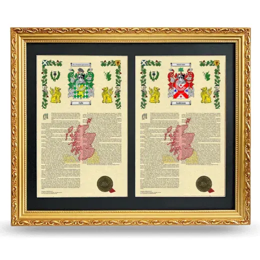 Double Armorial History Framed - Gold