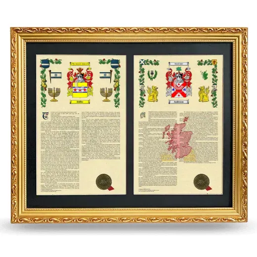 Double Armorial History Framed - Gold